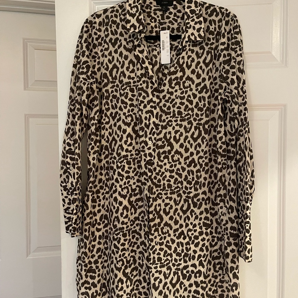 J. Crew Brown and Cream Animal print swimsuit cover up